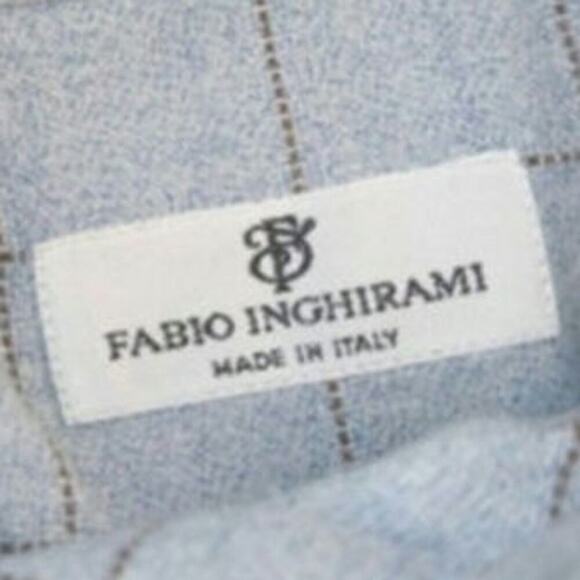 Fabio Inghirami Blue Stripe Cotton Men's Button Down, Size Large - Picture 2 of 3